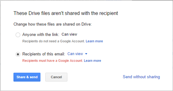 Tampilan sesaat sebelum file sharing pada Drive