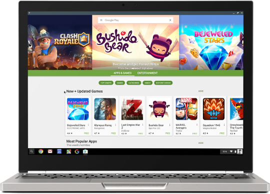 Tampilan Play Store di Chromebook
