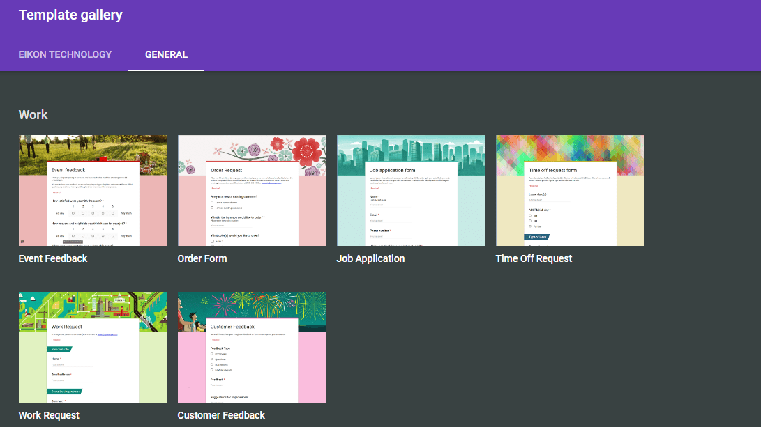 Template Gallery Google Form